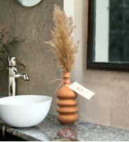 Dekoratif Masaüstü Ahşap Vazo ve Pampas Çiçeği