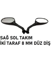 Honda Activa 125 S - Spacy 110-Spontini 110 Uyumlu Ayna Takım 8 Mm Düz Diş -Arasmoto (Siyah)