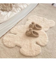 Krem Ayıcık Şekilli Peluş Halı