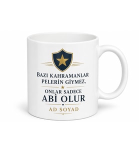 Kahraman Abim Baskılı Motivasyonlu Hediyelik Çay Kupası Porselen Bardak