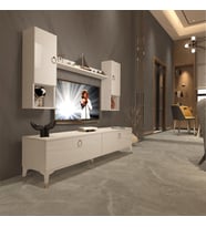 Decoraktiv Eko 5DA Mdf Std Gold Tv Ünitesi Tv Sehpası - Parlak Beyaz (Beyaz)