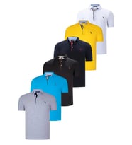 ALTILI SET T8582 DEWBERRY ERKEK T-SHIRT-SİYAH-BEYAZ-LACİVERT-KOYU TURKUAZ-SARI-GRİ (Karışık)
