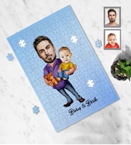 Kişiye Özel Babalar Günü Baba Erkek Bebek Karikatürlü A4 99 Parça Puzzle Model-3
