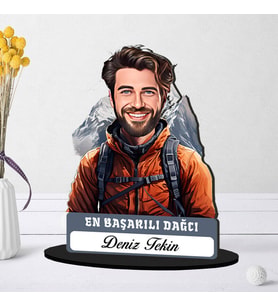 Kişiye Özel Erkek Dağcıya Hediye Karikatürlü Biblo