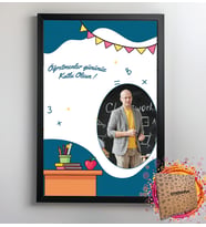 Kişiye Özel Fotoğraflı ve Mesajlı Öğretmenler Günü Tasarımlı  21x30 Fotoğraf Anı Çerçevesi
