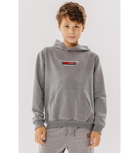 Breeze Girls & Boys Erkek Çocuk Sweatshirt Yazı Baskılı Armalı Kanguru Cepli 8-14 Yaş, Koyu Gri Melanj