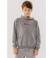 Breeze Girls & Boys Erkek Çocuk Sweatshirt Yazı Baskılı Armalı Kanguru Cepli 8-14 Yaş, Koyu Gri Melanj