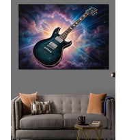 Bulutlar Arasında Elektro Gitar Sanatı Dekoratif Kanvas - Mdf Ahşap Tablo