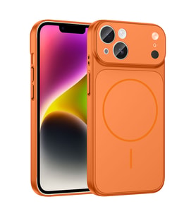 Apple iPhone 14 Uyumlu Kılıf Zore M-Safe Şarj Özellikli Kamera Korumalı Formen Kapak (Turuncu)