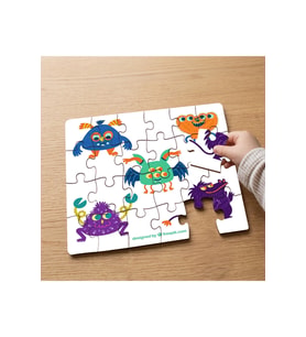 Sevimli Canavarlar Tasarımlı 24 Parça Ahşap Çocuk Puzzle MPK0499