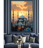 Gün Batımında Camii Ve Minareler Dekoratif Kanvas - Mdf Ahşap Tablo