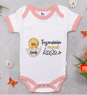 BK Kids Kişiye Özel Pembe Bebek Body Zıbın - Model 78