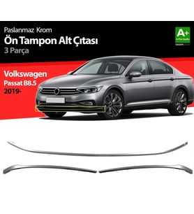 Drs Tuning Passat Uyumlu B8.5 Krom Ön Tampon Alt Çıtası 3 Parça 2019 Ve Sonrası