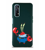 Realme 7 Soft Premier Kapak Bay Yengeç Tasarımlı Silikon Kılıf - Yeşil (Şeffaf)
