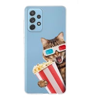 PrintiFy Samsung Galaxy A72 ile Uyumlu 1mm Slim Fit Kedi 1 050b Baskılı Şeffaf  Kılıf
