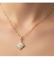 XUPİNG JEWELRY GÜNEŞ TAŞLI MODEL KOLYE (Altın)