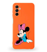 Samsung Galaxy M13 Uyumlu Lansman Kılıf Altı Kapalı İçi Kadife  Minnie Mouse-E Tasarımlı  Kapak (Şeffaf)