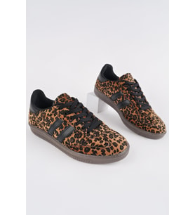 Muggo LEOPARD Garantili Kadın Ortopedik Günlük Bağcıklı Yürüyüş Leopar Desenli Sneaker Spor Ayakkabı