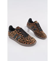 Muggo LEOPARD Garantili Kadın Ortopedik Günlük Bağcıklı Yürüyüş Leopar Desenli Sneaker Spor Ayakkabı