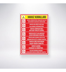 Havuz Kuralları 21x28 Arkası Sticker