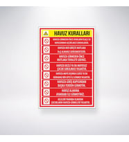 Havuz Kuralları 21x28 Arkası Sticker