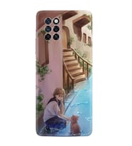 Infinix Note 10 Pro Kılıf Resimli Desenli Silikon Platinium Series Cat And Girl 1808