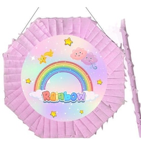 Pinyata RAİNBOW 42 cm sopalı PEMBE göKKUŞAĞI