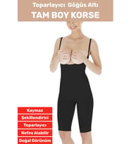 Özel Üretim İz İç Göstermez Kaymaz Sıkılaştırıcı Toparlayıcı Gögüs Altı Tam Boy Korse (Siyah)