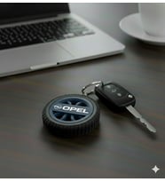 Opel Uyumlu Özel Tasarım Araba Anahtarlığı - Premium Hafif ve Dayanıklı Anahtarlık (Mavi)