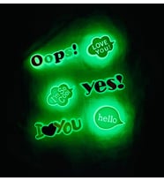 Crocs Jibbitz Fosforlu Terlik Süsü 6'lı I Love You Serisi Karanlıkta Parlar