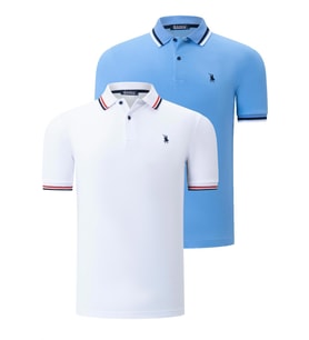 İKİLİ SET T8594 DEWBERRY ERKEK T-SHIRT-BEYAZ-AÇIK MAVİ (Karışık)
