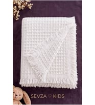 Waffle Desen Beyaz Battaniye %100 Organik Pamuk 100x110 cm