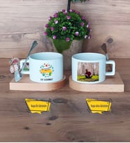Öğretmenler Günü Hediyesi Kupa Bardak Ahşap Altlıklı Kısa Fotoğraflı