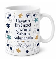 Bulmaca Sever Temalı Özel Baskılı Kupa Bardak Hediye Puzzle Kupası