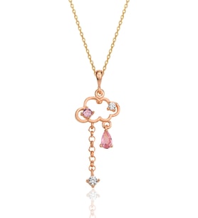 Gümüş rose pembe zirkon taşlı bulut kolye SGTL12351ROSE