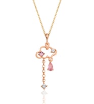 Gümüş rose pembe zirkon taşlı bulut kolye SGTL12351ROSE