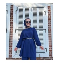 Lastikli Pantolon Tunik İkili Takım - Krep Kumaş