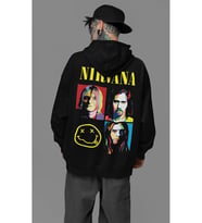 Tasarım Nirvana Baskılı Unisex Oversize Rock Metal Müzik Grubu Hoodie