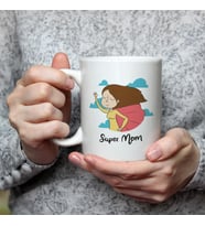 Süper Mom Pelerin Baskılı Beyaz Kupa