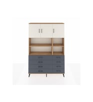 Arges Dolap 8 Raflı 8 Çekmeceli 3 Kapaklı 132x30x195 Çam-Aytaşı/Antrasit