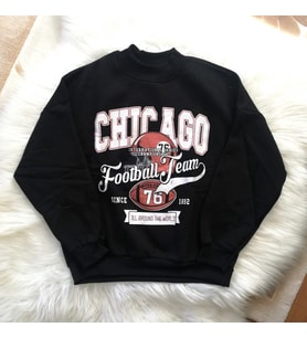Oversize Chicago Sweatshirt (Y.Siyah)