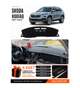 SKODA KODIAQ (2017-2023) Uyumlu Torpido Örtüsü Torpido Kılıfı - Siyah Gri