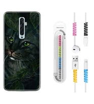 Oppo Reno 2Z 4 Lite 4 Pro 5 6 7 A31 Kılıf Kablo Koruma Spiral Silikon Flowers Cat 1345