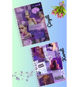 Rose blackpink defter seti 2 adet A4 boyutu 21*30 çizgili + kareli 60 syf