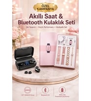 Aksesuar Hediyeli Akıllı Saat ve Dijital Göstergeli Powerbankli Bluetooth Kulaklık