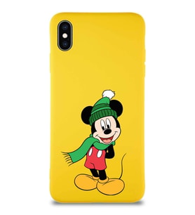 Apple iPhone XS Max Soft Premier Kapak Mickey Mouse-G Tasarımlı Silikon Kılıf - Sarı (Şeffaf)