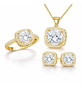 Gümüş Gold Kare Montür Kadın Set