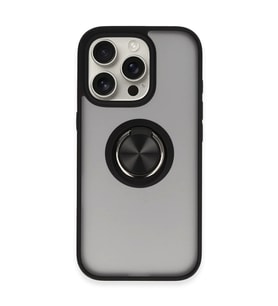 Apple iPhone 16 Pro Max Kılıf Montreal Yüzüklü Silikon Kapak - Siyah