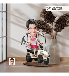 BK Gift Kişiye Özel Golf Oyuncusu Karikatürlü Büyük Boy Ahşap Biblo-6 Arkadaşa Hediye , Sevgiliye Hediye, Kişiye Özel Biblolar