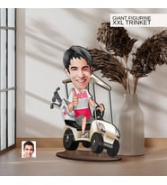 BK Gift Kişiye Özel Golf Oyuncusu Karikatürlü Büyük Boy Ahşap Biblo-6 Arkadaşa Hediye , Sevgiliye Hediye, Kişiye Özel Biblolar